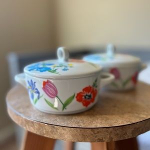 Set of 2 Vintage Primavera Taste Seller by Sigma 4&3/4” Lidded Soup Bowls